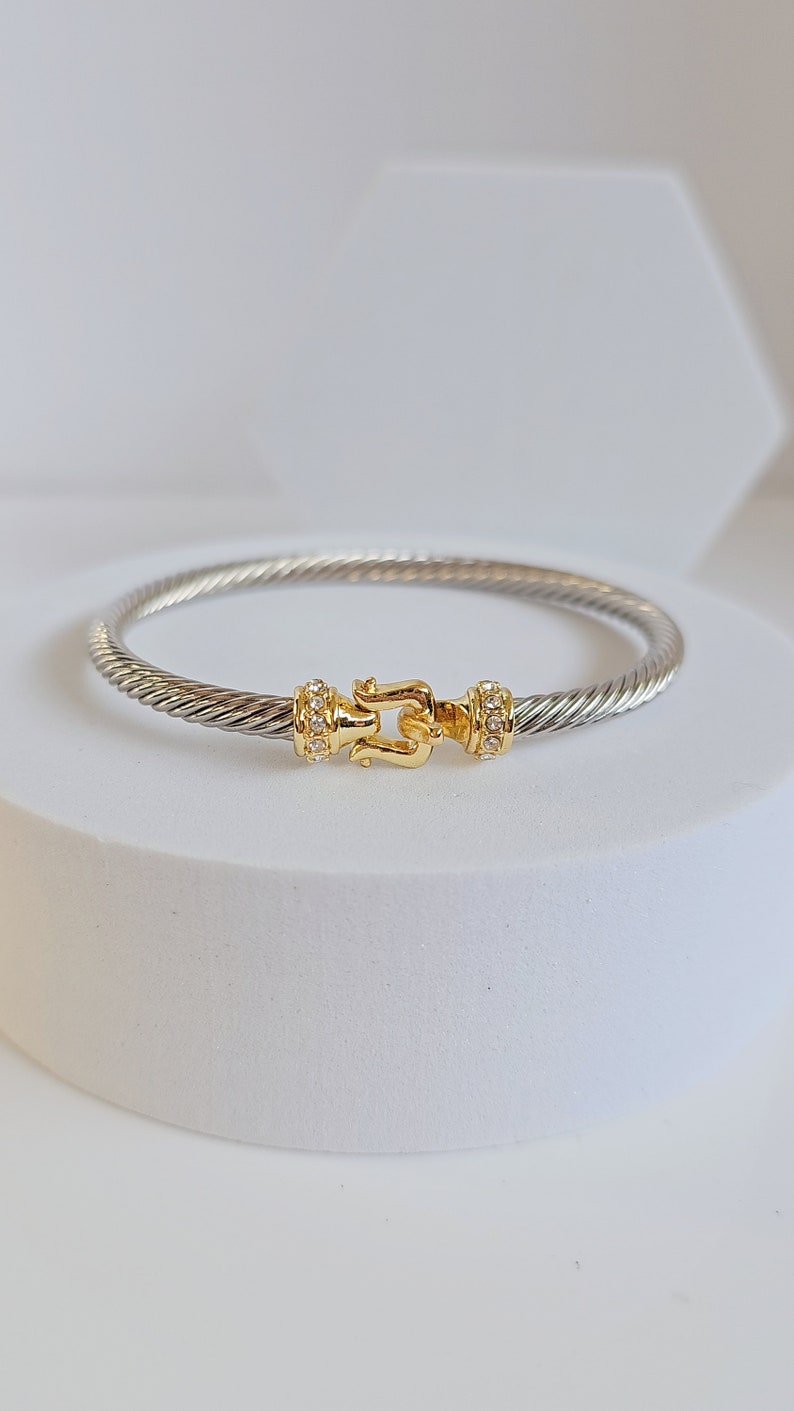 Bangle Cuff Bracelet, 18K Gold filled cable bracelet, Silver bangles, Stack bracelet, Statement Bracelet, Cable Bangles image 6