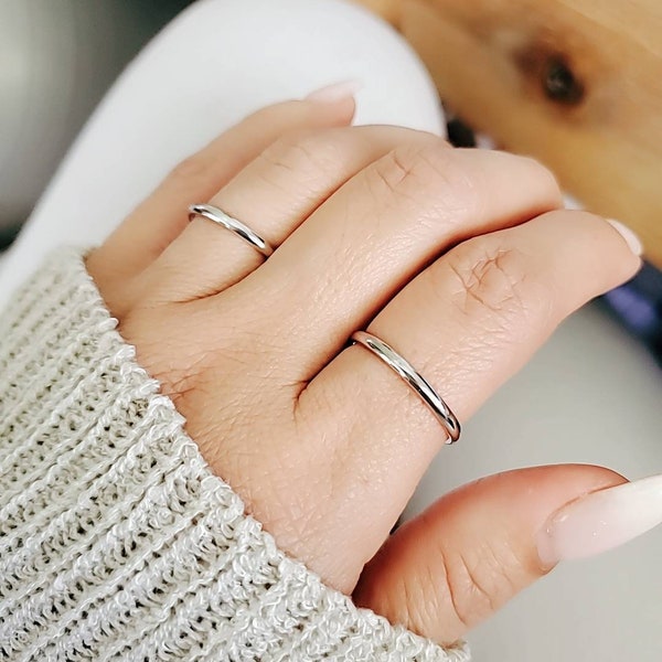 Sterling Silver Band, His Hers Ring, 2mm Ring, Men's Ring, Women's Ring, 925 Sterling Silver Ring, Wedding Band, Thumb Ring,  Size 2-16