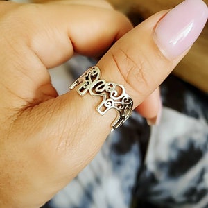 Elephant Ring Sterling Silver Ring Bold Filigree Thumb Wide Band, Statement Ring, Bali Ring, Bohemian Mandala Ring image 1
