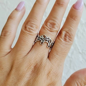 Elephant Ring Sterling Silver Ring Bold Filigree Thumb Wide Band, Statement Ring, Bali Ring, Bohemian Mandala Ring image 4