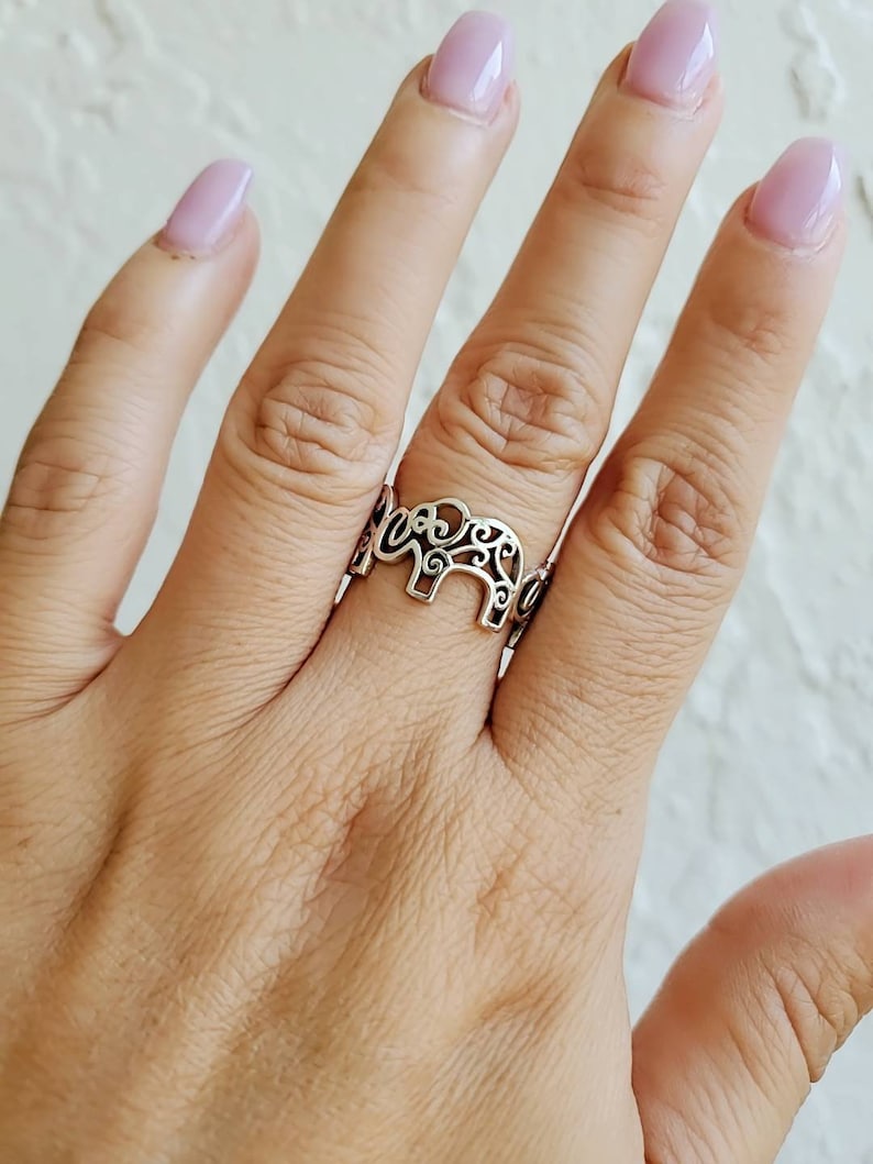 Elephant Ring Sterling Silver Ring Bold Filigree Thumb Wide Band, Statement Ring, Bali Ring, Bohemian Mandala Ring image 4