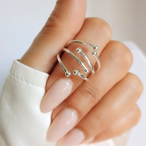 Sterling Silver Ring, Multi Beads Ring, Adjustable Ring, Statement ...