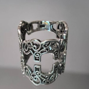 Elephant Ring Sterling Silver Ring Bold Filigree Thumb Wide Band, Statement Ring, Bali Ring, Bohemian Mandala Ring image 8