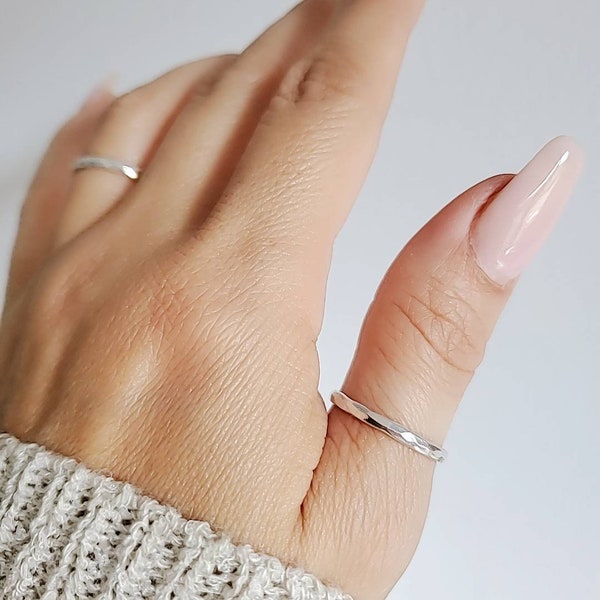 Sterling Silver Hammered Ring, 925 Stamped, Thumb Ring, Hammered Band, Hammered Ring for Women, Simple Band, Stack Ring