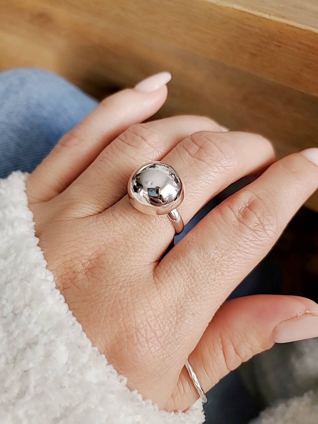 Sterling Silver Globe Ring Etsy