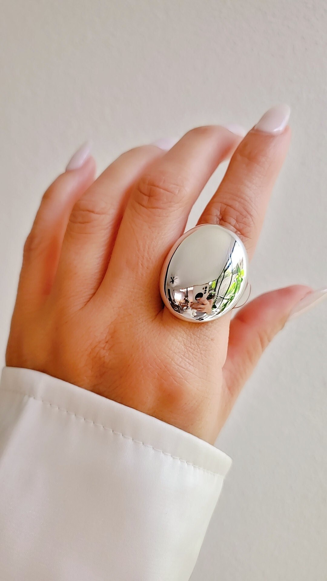Large Bold Sterling Silver Dome Ring, Chunky Electroform Dome Ring ...