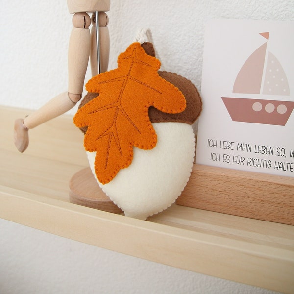 Decorative pendant, acorn, children's room decoration, autumn decoration, milk color with orange