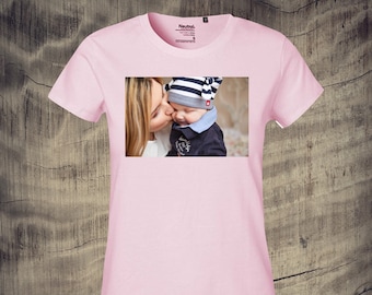 Lady women's t-shirt with photo printed nice gift idea unisex photo pic picture reminder