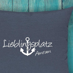 Funda de cojín lugar favorito con el texto deseado decoración de cojín de sofá casa de vacaciones regalo Amrum Müritz lago mar playa