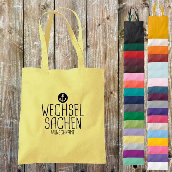 Fabric bag change of clothes anchor with desired name, desired text school cotton jute sports bag bag bag day care enrollment daycare