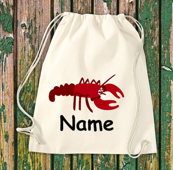 Gym bag children motif lobster with desired name animals nature meadows forest bag bag enrollment daycare center enrollment sports bag laundry