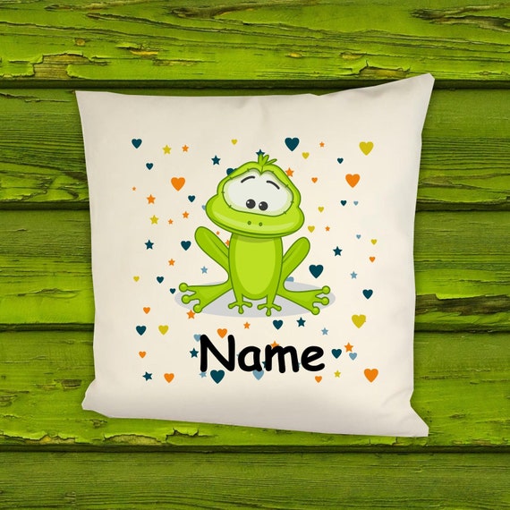 Pillow cuddly pillow with animal motif frog with desired name various shapes with filling