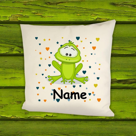 Pillow Cuddly pillow with animal motif frog with desired name vers. Molds with filling