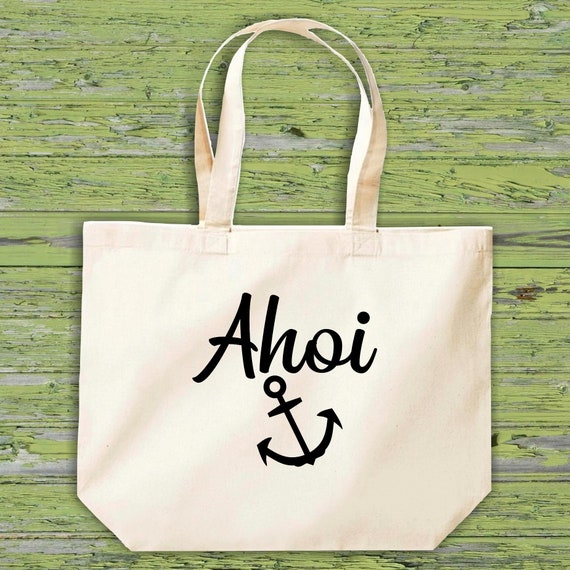 shirtinstyle Stoffbeutel "Ahoi" Jute Baumwolle Tasche Einkaufen Beutel Geschenkidee