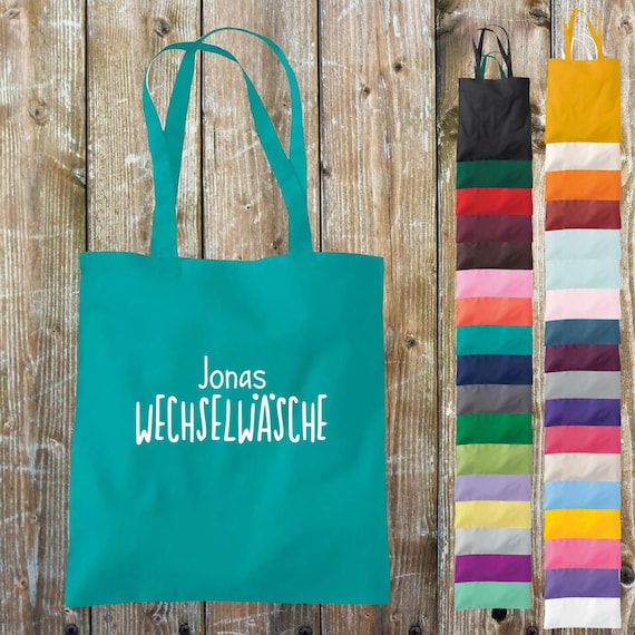Fabric bag name "change of clothes" swimming sport beach daycare school club hobby leisure cotton jute sports bag bag gift