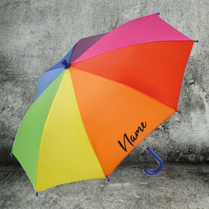 Umbrella with desired name rainbow name text umbrella stick umbrella children