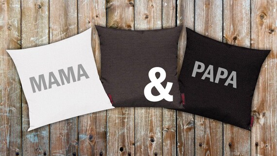 Cushion Covers Set of 3 Sofa Cushions MAMA & PAPA Sofa Gift Ideas Parents