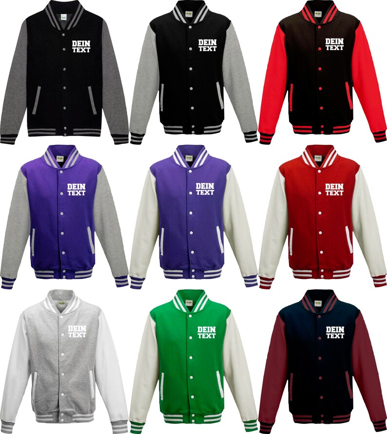 Varsity Jacket College Jacke mit Wunschdruck auf der Vorderseite Trainings Jacke Sport Verein zdjęcie 4