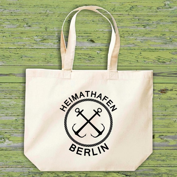 shirtinstyle Stoffbeutel "Heimathafen Berlin" Jute Baumwolle Tasche Einkaufen Beutel Geschenkidee