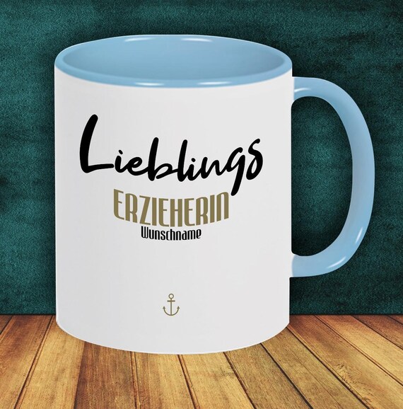 Kaffeepott "Lieblingsmensch Lieblings Erzieherin" Tasse mit Wunschname Kaffeetasse Geschenk Geschenkidee Familie