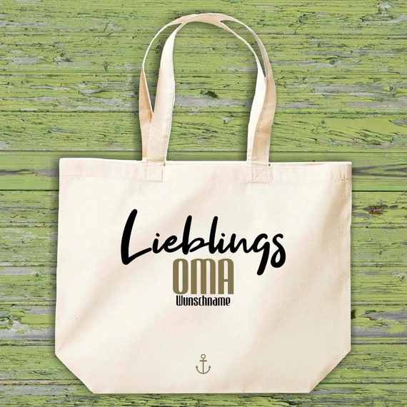 Stoffbeutel "Lieblingsmensch Lieblings Oma" mit Wunschname Jute Baumwolle Tasche Einkaufen Beutel Geschenkidee