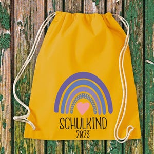 Gym bag with desired name &quot;Schoolchild with name or year&quot; rainbow cotton school enrollment bag pouch gift school sport