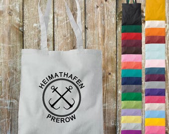 Stoffen tas "Thuishaven Prerow vakantie meer zee camping strand" katoenen jute sporttas tas cadeau