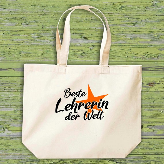 shirtinstyle Stoffbeutel "Beste Lehrerin Der Welt" Jute Baumwolle Tasche Einkaufen Beutel Geschenkidee Kita Schule Hort