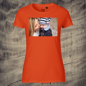 Lady Frauen T-Shirt mit Foto bedruckt schöne Geschenkidee Unisex Foto Pic Bild Erinnerung Orange