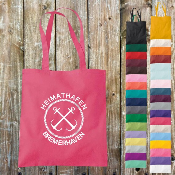 Stoffbeutel "Heimathafen Bremerhaven Strand Liebe Urlaub zuhaus" Baumwolle Jute Sportbeutel Tasche Beutel Geschenk
