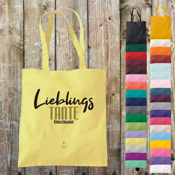 Fabric bag favorite person favorite aunt with desired text cotton jute sports bag bag bag family love gift