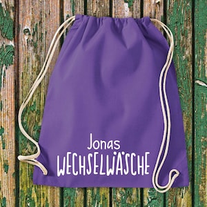 Gym bag Sports bag &quot;Change of clothes with desired name&quot; Desired text Name Kita Hort School Cotton Gymsack Bag Bag Bag