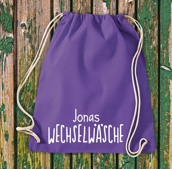 Gym bag Sports bag "Change of clothes with desired name" Desired text Name Kita Hort School Cotton Gymsack Bag Bag Bag