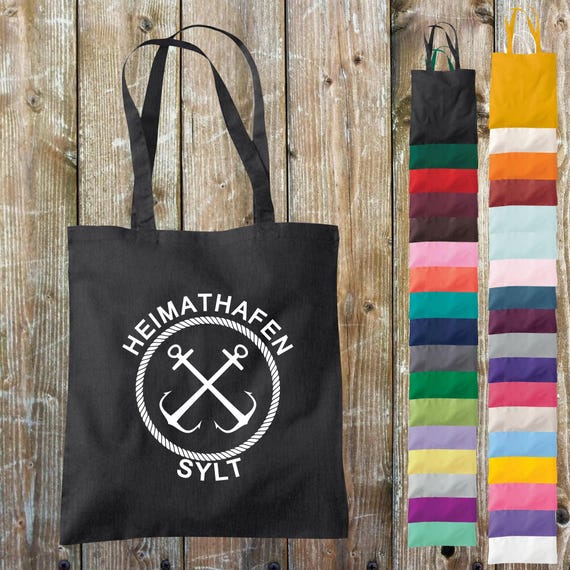 shirtinstyle fabric bag home port "Sylt" love holiday at home jute cotton bag shopping bag gift idea