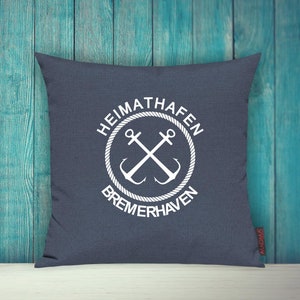 Cushion cover sofa cushion &quot;Heimathafen Bremerhaven&quot; sofa cushion decoration couch cuddly cushion