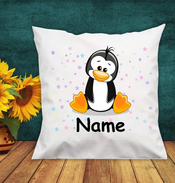Pillow Cuddly pillow with animal motif penguin with desired name various shapes with filling