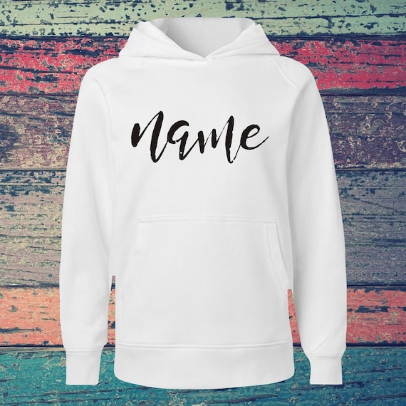 Children's hooded sweatshirt with text, desired print on the front, training sweatshirt, sports club hoodie