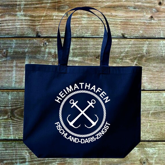 shirtinstyle Stoffbeutel "Heimathafen" Fehmarn Darß Waren Sylt Müritz Amrum Föhr Juist Husum Poel Borkum.... Baumwolle Beutel Geschenkidee