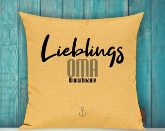 Kissenhülle Sofa Kissen  "Lieblingsmensch Lieblings Oma" mit Wunschname Sofakissen Deko Couch Kuschelkissen Familie Geschenk