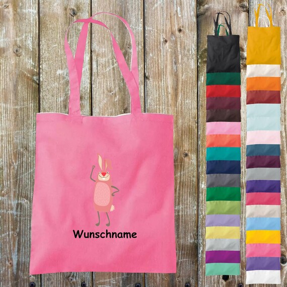 Stoffbeutel Wunschtext "Tiermotive Hase Wunschname Wunschtext Tiere Natur Wildnis" Baumwolle Jute Sportbeutel Tasche Beutel Geschenk