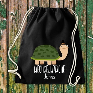 Turnbeutel Sportbeutel &quot;lustige Tiere Schildkröte, Wechselwäsche mit Wunschtext Kita Hort Schule Baumwolle Gymsack Tasche Beutel