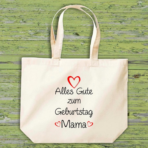 Stoffbeutel "Alles Gute zum Geburtstag Mama" Jute Baumwolle Tasche Einkaufen Beutel Geschenkidee