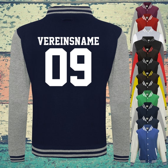 College jacket with custom print on the back with club name and number training jacket sports club varsity jacket