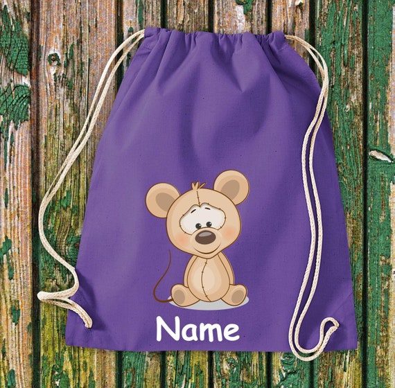 Gym bag children motif mouse with desired name animals nature meadows forest bag bag Kita Hort school enrollment sports bag laundry