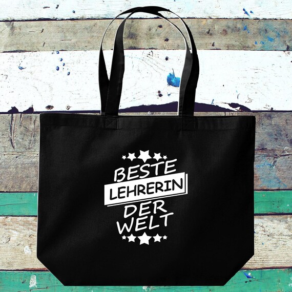 shirtinstyle Stoffbeutel "Beste Lehrerin Der Welt" Jute Baumwolle Tasche Einkaufen Beutel Geschenkidee Kita Schule Hort