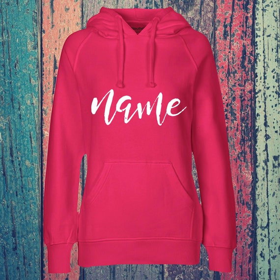 Lady hooded sweatshirt with text, desired print on the front, training sweatshirt, sports club hoodie