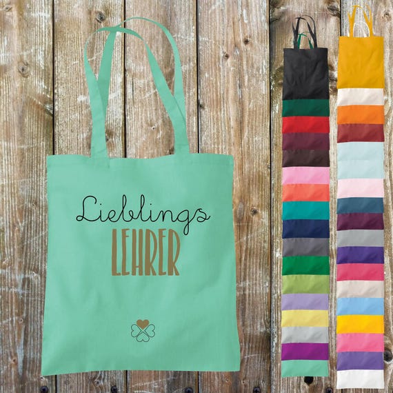 Fabric bag "Favorite Teacher" school cotton jute sports bag pouch gift