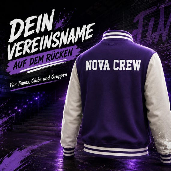 College jacket with club name on the back – personalized team jacket for clubs and groups