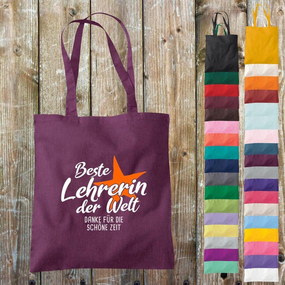 Stoffbeutel Jute Baumwolle Tasche beste Lehrerin der Welt Danke für die schöne Zeit Geschenk an Lehrerinnen