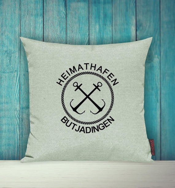 Sofa cushion cover "Home Port Butjadingen Holiday Family" Sofa cushion Decorative couch Cuddly cushion